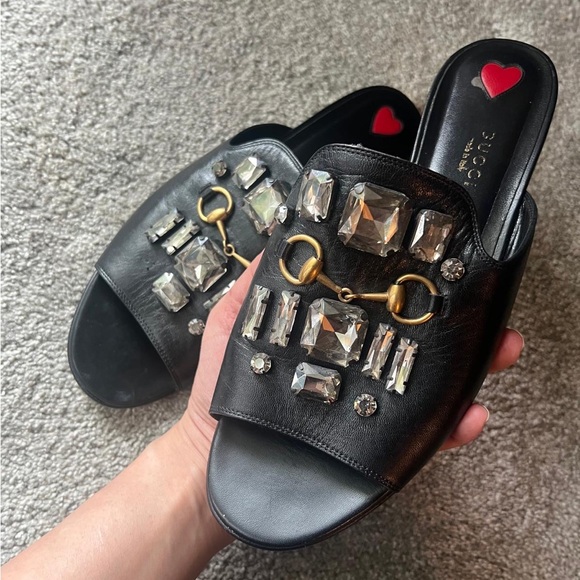 Authentic Gucci leather slide with crystals 432018 - Picture 13 of 15